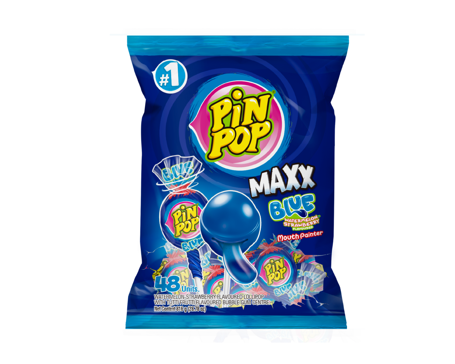 PinPop MAXX Blue Mouth Painter Lollipops