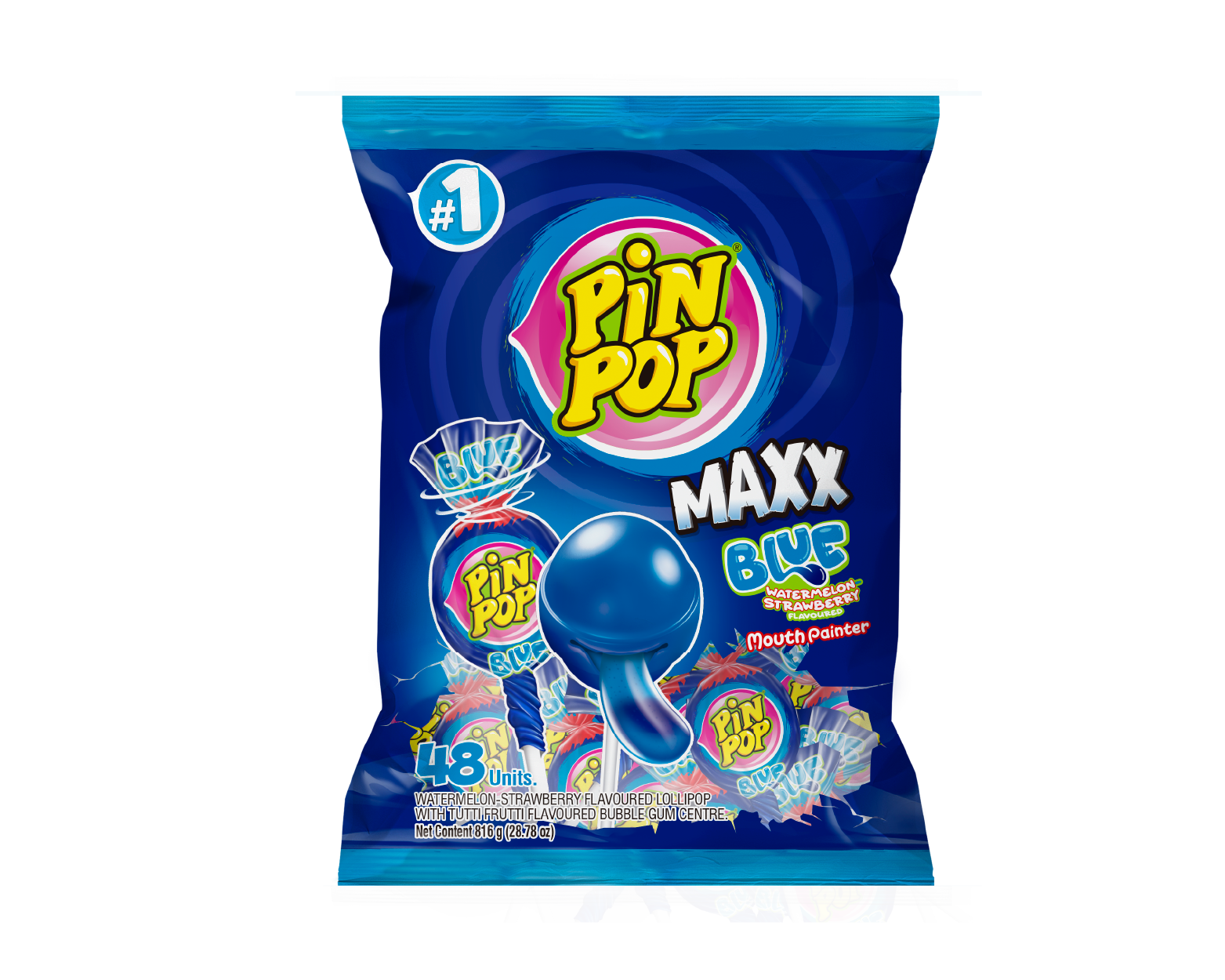 PinPop MAXX Blue Mouth Painter Lollipops
