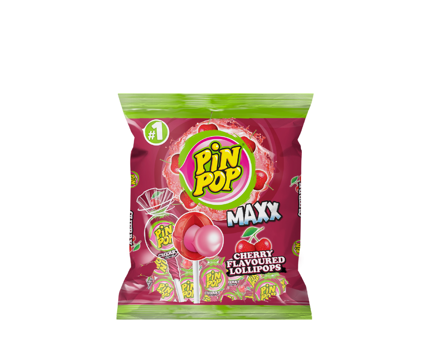 PinPop MAXX Cherry Flavoured Lollipops