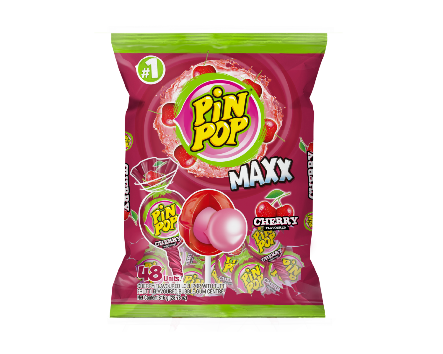 PinPop MAXX Cherry Lollipops