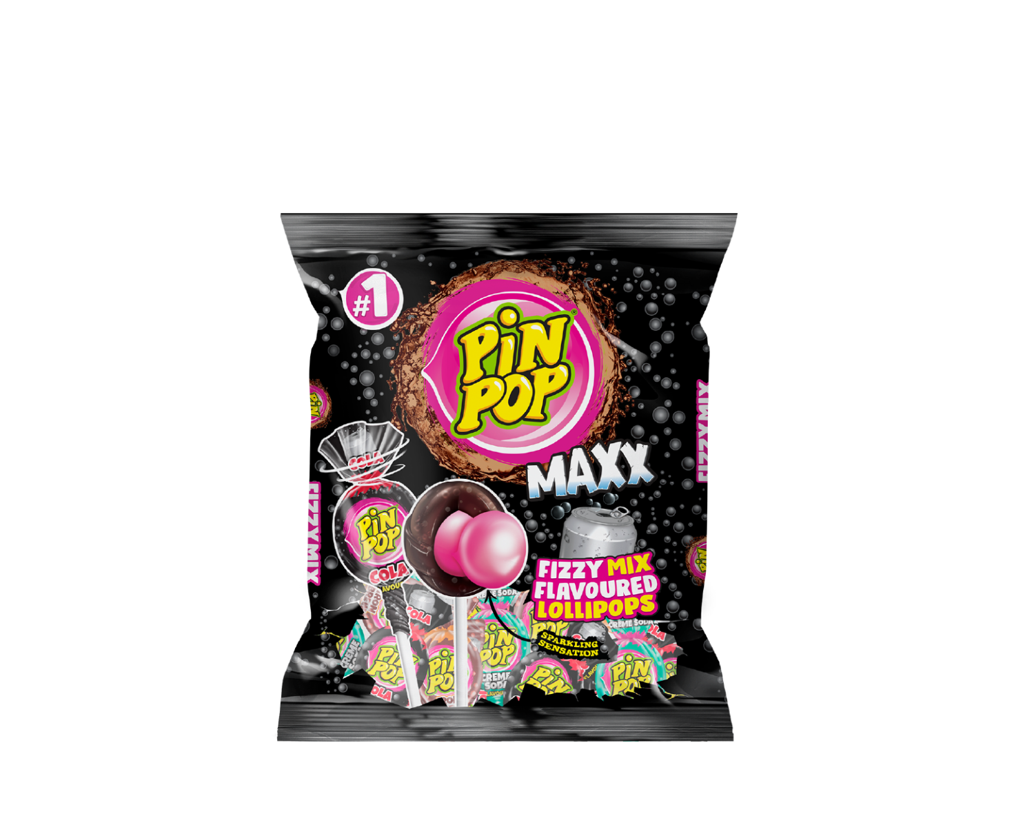 PinPop MAXX Fizzy Mix Flavoured Lollipops