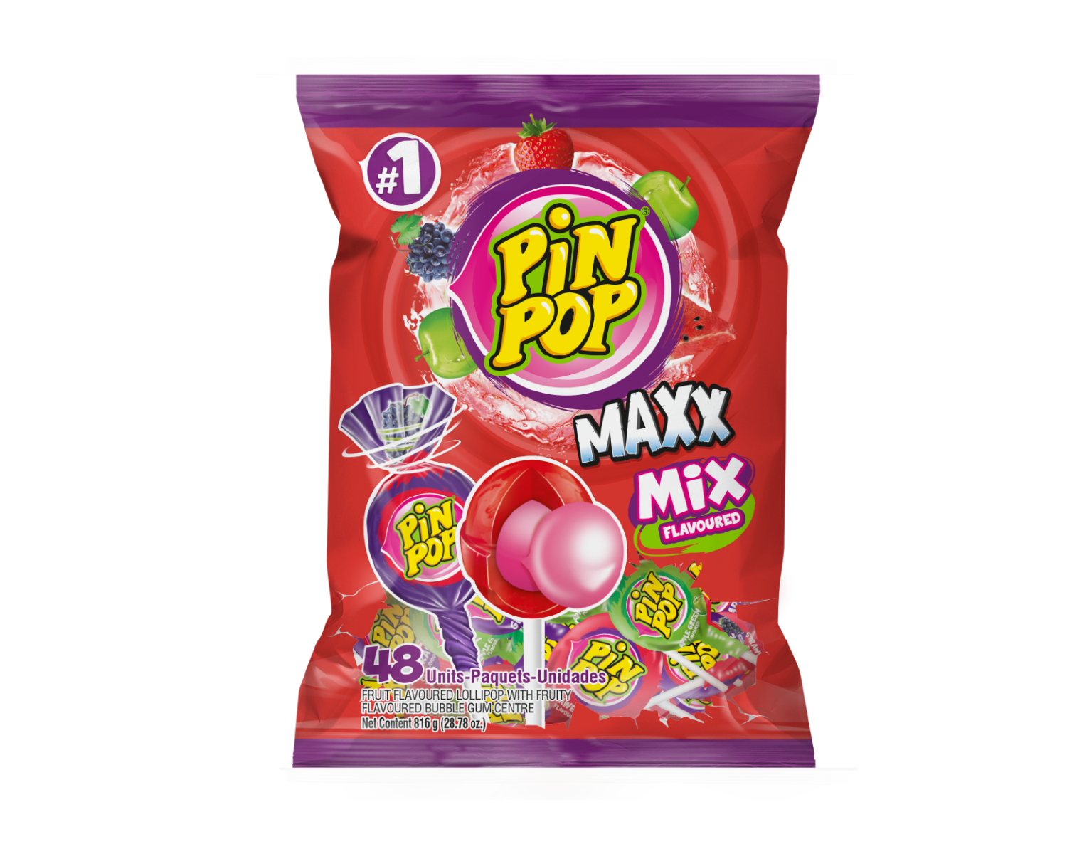 PinPop MAXX Mix Flavours Lollipops