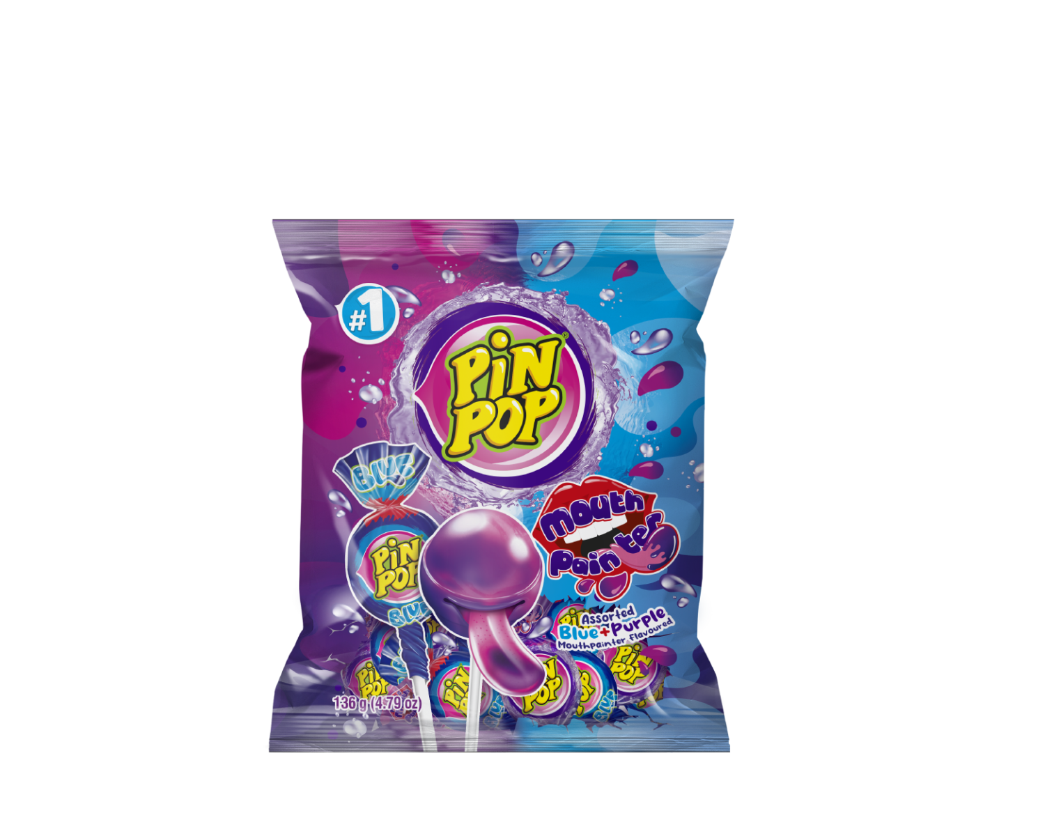 PinPop Mouth Painter Assorted Blue & Purple Lollipops