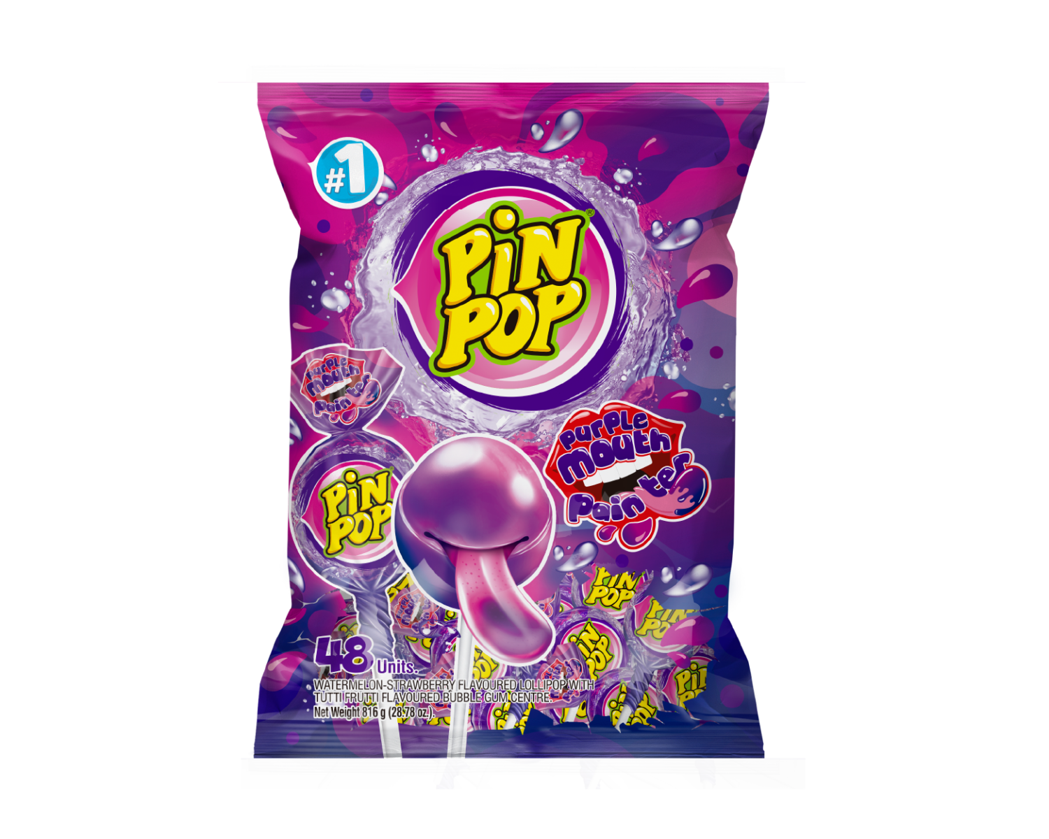 PinPop Purple Mouth Painter Lollipops