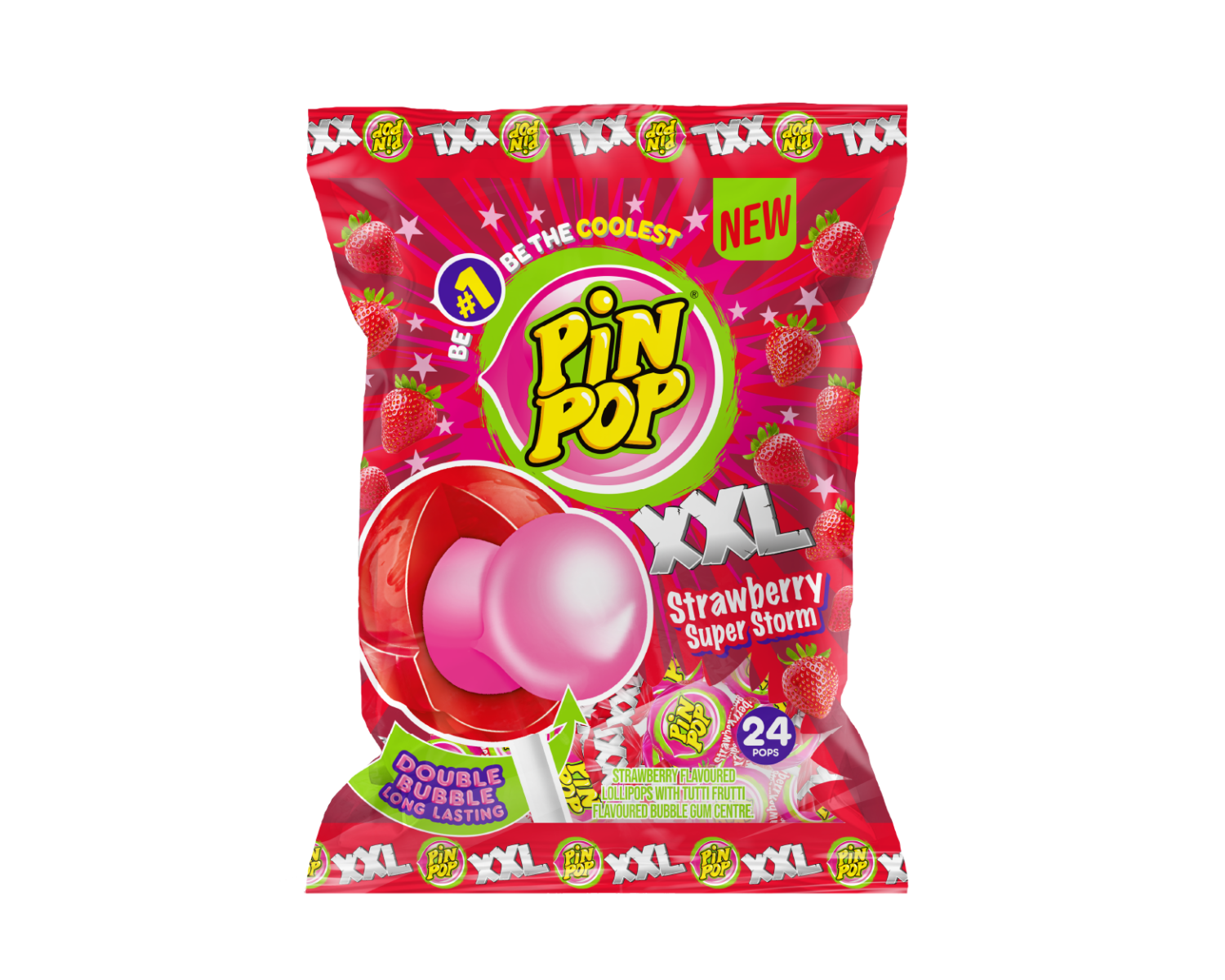 PinPop XXL Strawberry Super Storm Lollipops