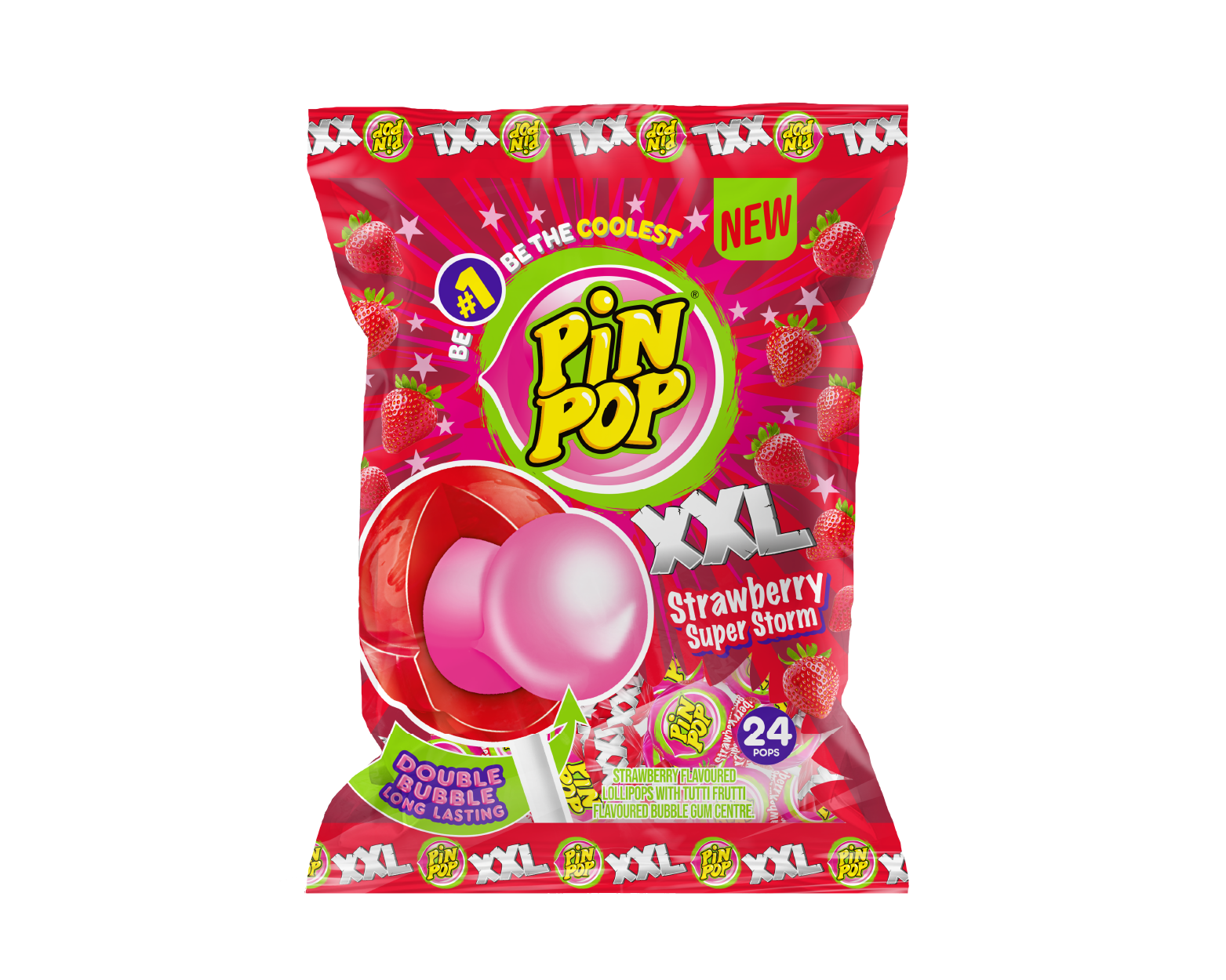 PinPop XXL Strawberry Super Storm Lollipops